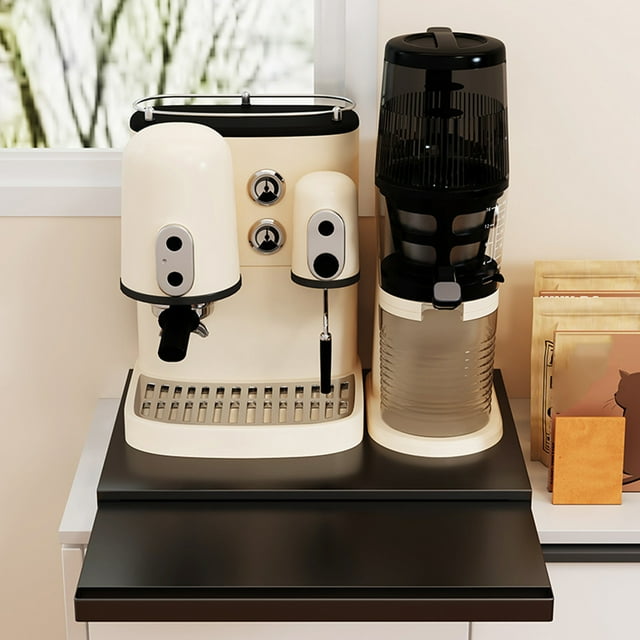 Sliding Tray for Coffee Maker, Carbon Steel Coffee Maker Sliding Tray Coffee Machine Sliding Shelf Coffee Machine Tray Countertop Moving Slider for Coffee Cup