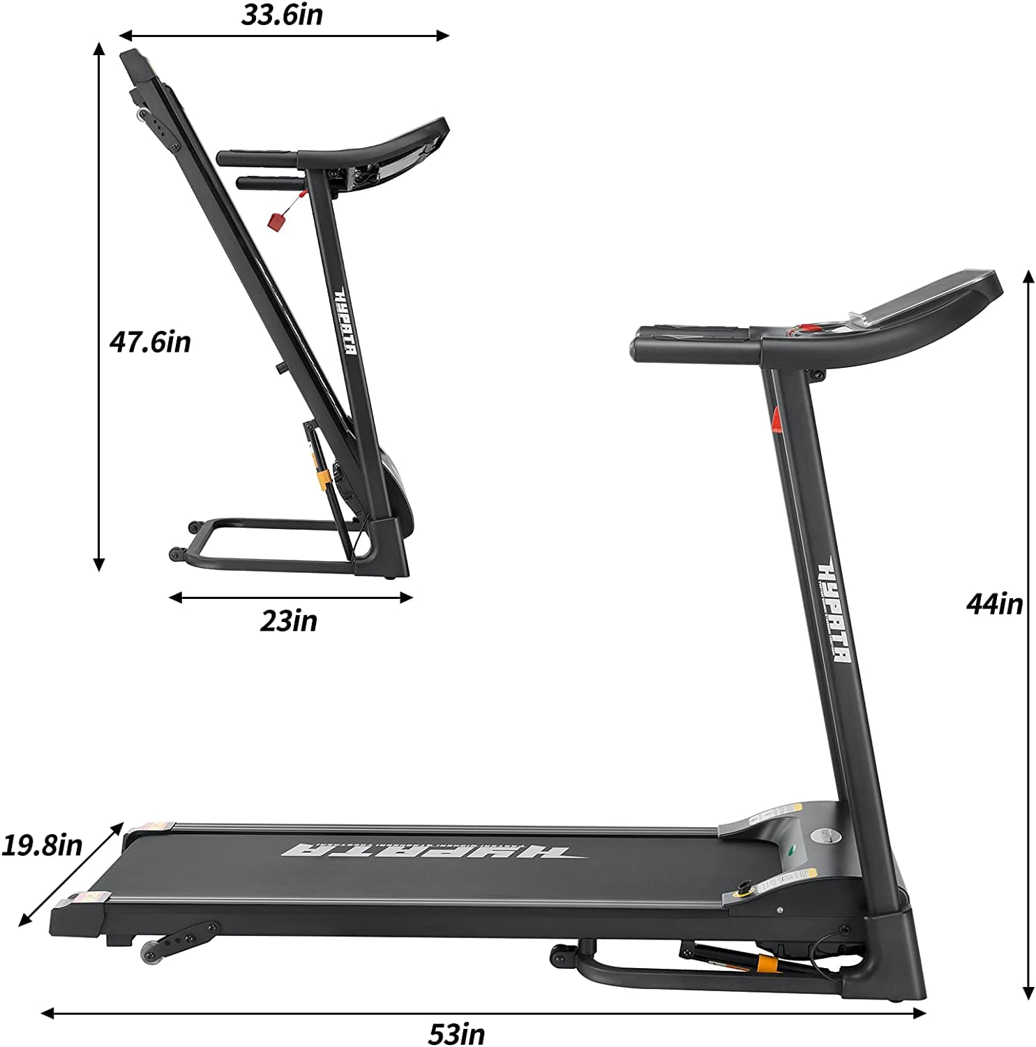 SKOK Compact 2.5HP Folding Incline Treadmill with 12 Preset Programs, 300lb Capacity Electric Walking Treadmill Machine for Home