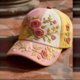 thumbnail image 2 of Basysin Vintage Print Baseball Cap Adjustable Hat Casual Outdoor Travel Sun Hat Fashion Aesthetic Flower Pattern Trucker Hat for Men & Women, 2 of 5
