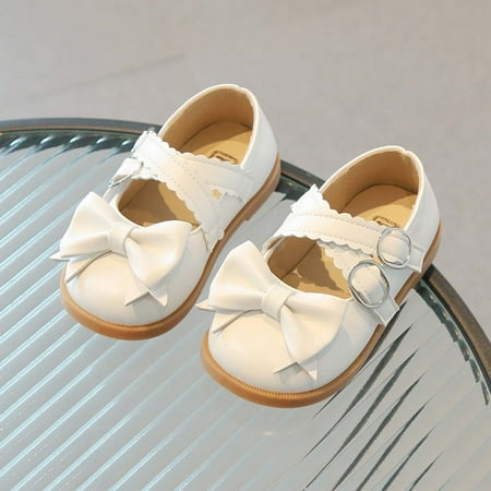 

Cethrio Toddler Girl Shoes Low-Cut Bow Soft Bottom Winter Casual Beige Princess Shoes Size 3 Years