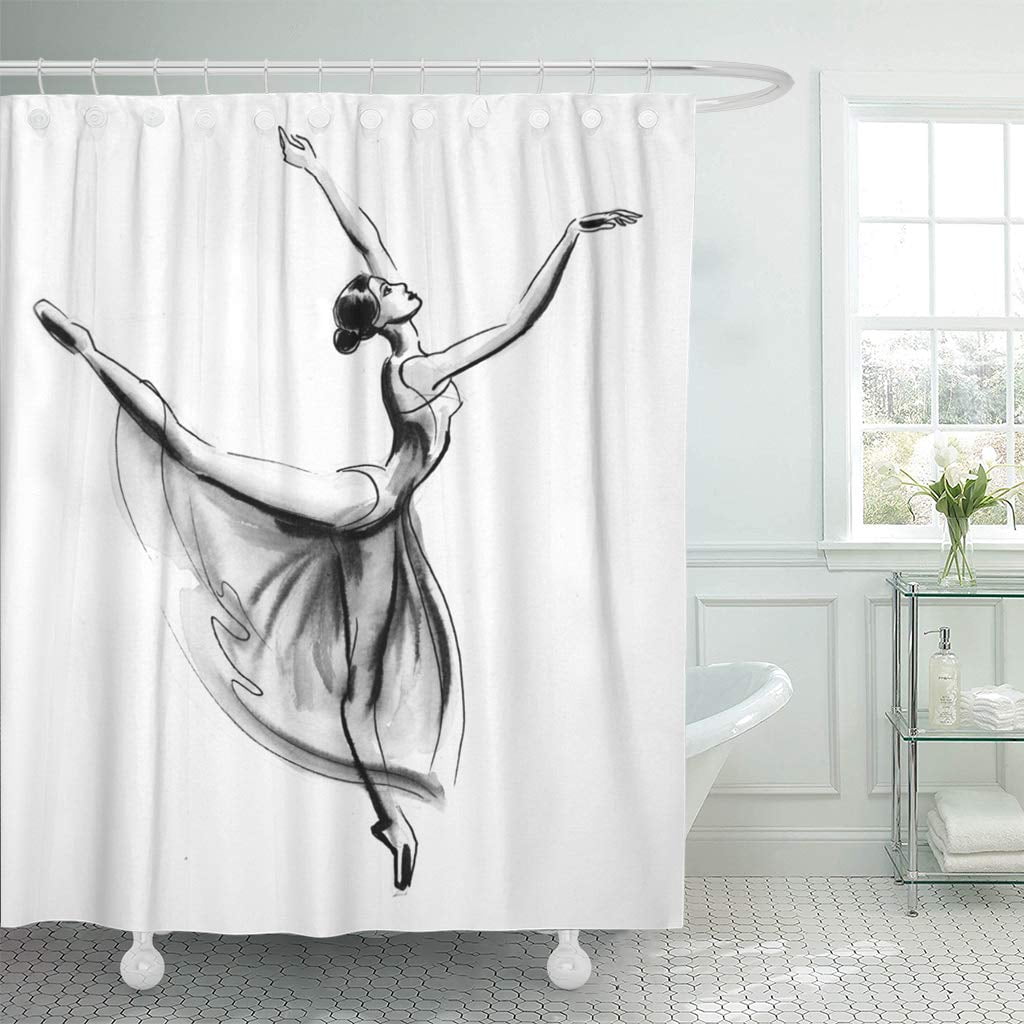 KSADK Watercolor Dance Dancing Ballerina Black and White Ballet Beautiful Beauty Cute Bathroom