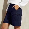 thumbnail image 3 of WMTBSRSW Womens Lightweight Hiking Cargo Shorts Casual Straight Leg Pull on Shorts for Running Athletic Camping Travel Golf with Pockets Navy XX-Large, 3 of 8
