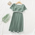 thumbnail image 6 of Nightgown For Women Casual Solid Color Round Neck Mid Calf Sleepwear Soft Cozy Lightweight Modal Homewear Dress Green XL, 6 of 7