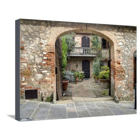 Italy, Tuscany, Montefollonico. the Medieval Town of Montefollonico Stretched Canvas Print Wall Art By Julie