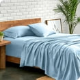 thumbnail image 2 of Twin Size 500-Thread-Count 4-PCs Bed Sheet Set, 100% Pure Egyptian Cotton Sheets, Fits Mattress Upto 19-24" Deep Pocket, Solid Pattern, Light Blue, 2 of 6