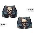 thumbnail image 5 of Lsque Vintage Leaf Flower Skull Pattern High Waisted Biker Shorts for Women-Tummy Control Fitness Athletic Workout Running Yoga Gym Shorts,Moisture-Wicking-Large, 5 of 9