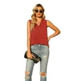 thumbnail image 3 of Uvplove Women's Summer Sleeveless Chiffon Tank Tops Loose Casual V Nec Shirt Flower Wine Red S-2XL, 3 of 7