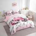 thumbnail image 3 of jejeloiu Pink Bag Floral Bedding Comforter Set 7pcs,Romantic Valentine'S Day Queen Bedding Sets,Girls Perfume Sunglasses Queen Sheet Sets For Men Women,Breathable Home Decor Reversible, 3 of 8