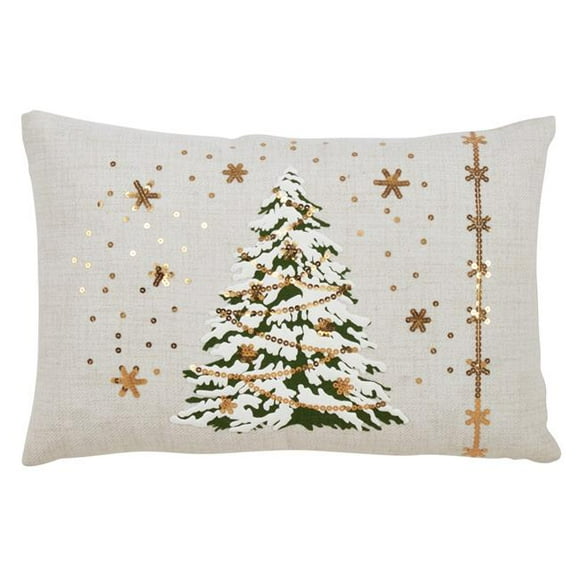 Saro Lifestyle 8970.W1320BD 13 x 20 Po. Lumières de Noël Arbre en Duvet Rempli Oreiller&44; Ivoire