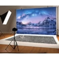thumbnail image 3 of 8 x 6 ft Winter Aurora Borealis Night Sky Backdrop Arctic Snow Capped Mountains Lake Scenery Nature Landscape Background Wallpaper Birthday Party Cake Table Art Photo Banner Shoot Booth Props, 3 of 5