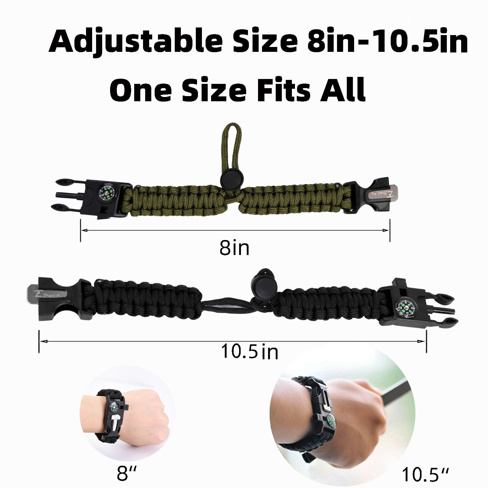 Flint Fire Starter 5in1 Survival Paracord Bracelet Whistle Compass Gear  Tool Kit | eBay