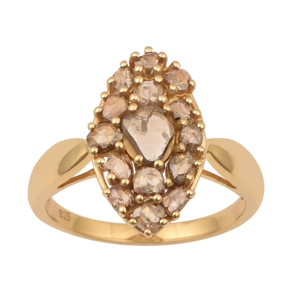 4.00 Ct Rose Cut Champagne Diamond 925 Sterling Silver Gold Plated Women Valentines Day Gifts Ring