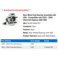 thumbnail image 2 of Rear Wheel Hub Bearing Assembly with ABS - Compatible with 2005 - 2006 Chevy Equinox AWD FWD, 2 of 3