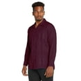 thumbnail image 2 of 9 Crowns Essentials Men's Guayabera Button Down Shirt (Long Sleeve Burgundy, Medium), 2 of 3