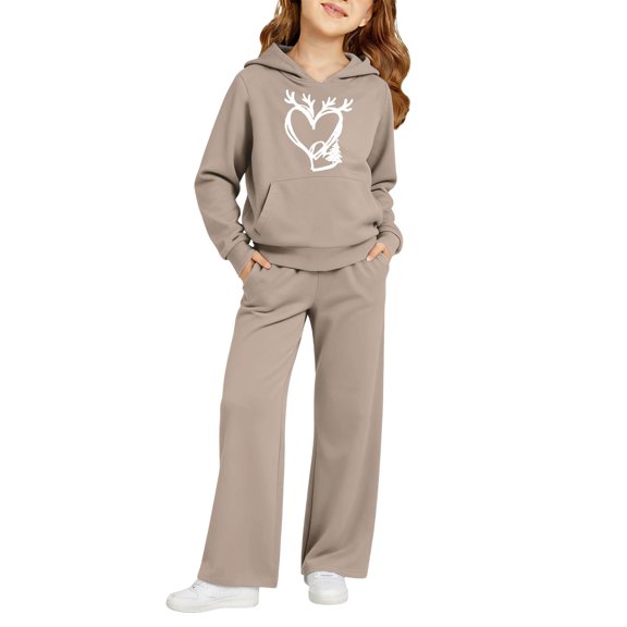EnJoCho Kids Hoodie Set - Fleece Long Sleeve Loose Sweatpants Outfit for Girls Boys, Soli𝖽 Color Fall Winter Casual Hooded Tracksuit Set