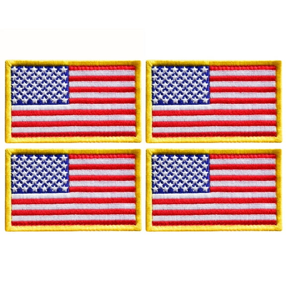 Bluyellow 4Pcs American Flag Patch Set - Embroidered Tactical Patches with Hook and Loop Fastener for Backpacks, Vests, Jackets, and Dog Harnesses - Durable USA Flag Patches, Sew-On Option, 2x3"
