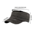 thumbnail image 2 of Summercome Military Cadet Army Cap for Men Women, Washed Cotton Vintage Adjustable Flat Top Baseball Cap, Black, 2 of 7