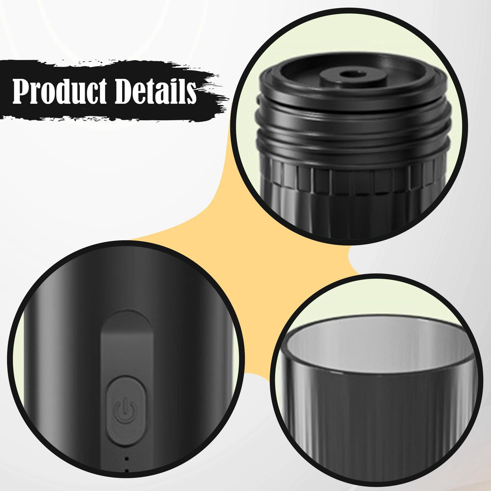 Fiocias Mini Capsule Coffee Machine Lightweight Rechargeable Espresso Device for Outdoor Black