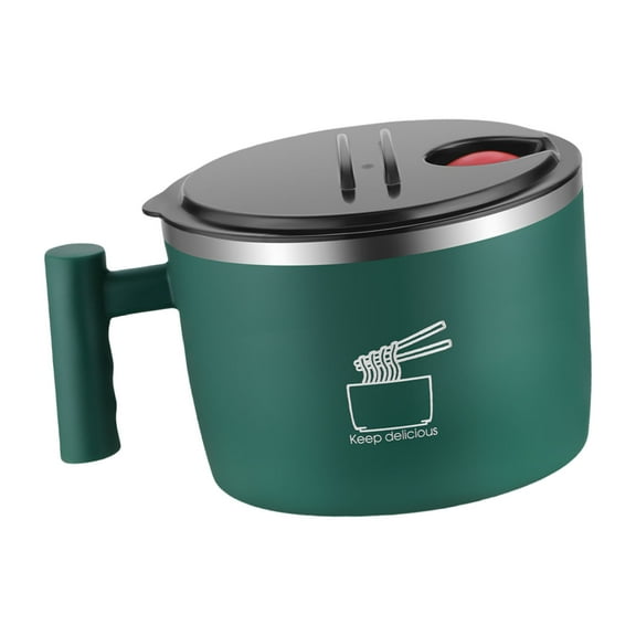 Stainless Steels Ramen Bowl with Sealing Lid Heat Resistant Lunch Container Tableware with Phone Stand for Office Use