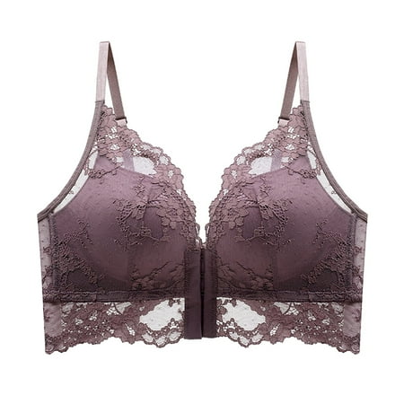

Pedort Pumping Bra Hands Free Women s Full Coverage Non Padded Comfort Minimizer Wire-Free Bra Plus Size Purple 32