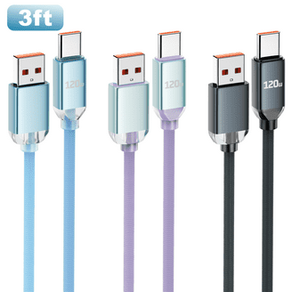 Monoprice USB-C To USB-A Charging Cable 6ft - Fast Charge & Sync, Nylon Braided Blue Cable For Phones & Devices