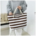 thumbnail image 2 of JoyMoreHome Large Reusable Eco Beach Tote, Canvas Fabric Travel Shoulder Bag Stripe Decoration, 2 of 6