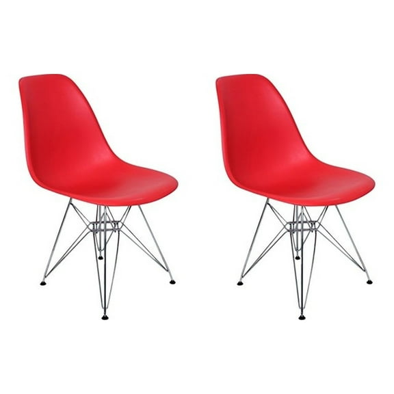 Eiffel Dining Chair with Chrome Base - Red