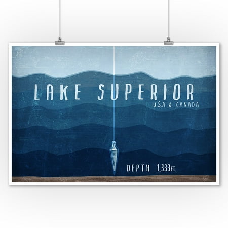 Lake Superior Depth Chart Lake Superior, Wisconsin - Lake Essentials - Lake Depth - Lantern Press Artwork (9x12 Art Print, Wall Decor Travel Poster) ()