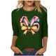 thumbnail image 1 of Camisetas Casuales de las Mujeres Impresas 3/4 Manga Cuello Redondo Blusa, Moda Ligera Superior para el Hogar Y el Uso Diario, Cómoda Imitación de la Tela Del Estante, 1 of 7