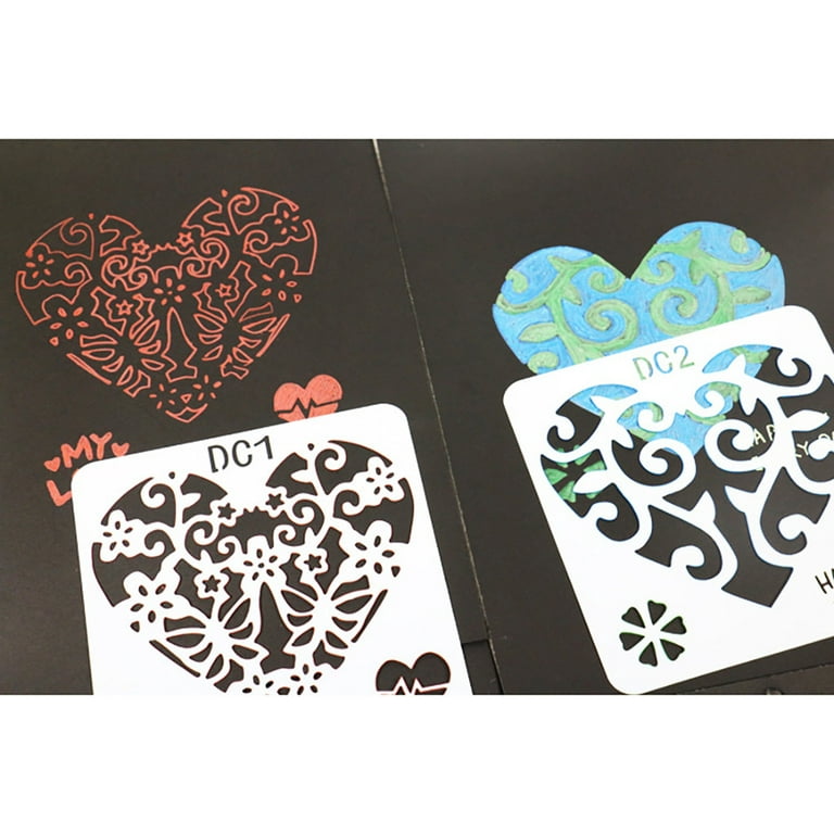 JeashCHAT 12pcs Love Heart Stencils Clearance, Reusable Heart Theme  Painting Stencils, Love Heart Flower Tree Drawing Template for DIY Painting  Scrapbooking Valentine's Day Greeting Card Decor 