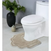 Home Weavers Allure Collection Toilet Rugs U Shaped Contour,Extra Thick Toilet Rug, Non-Slip Contour Mat for Bathroom,100% Cotton Soft, Absorbent Water, Machine Washable, 20"x20" Contour, Linen Rug