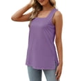thumbnail image 3 of Fantaslook Tank Tops for Women Summer Square Neck Sleeveless Casual Tops Side Split Shirts, 3 of 9