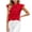 Red05, variant on Karymi Cute Tops for Women Bow Tie Stand Collar Blouse, Ruffle Short Sleeve Chiffon Tank Top, Elegant Slim Fit Satin Shirt Plus Size Tops for Women