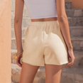 thumbnail image 5 of Women's Casual Sport Shorts, High Waist Leisure Strap Cutting Corner Yoga Shorts Lounge Fitness Gym Activewear Ladies Beach Shorts Running Jogging Hot Pants,Beige,XL, 5 of 9