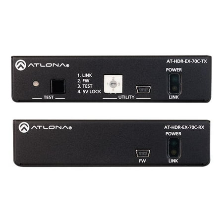 - Atlona AT-HDR-EX-70C-KIT (Transmitter & Receiver Units) - Video/audio/infrared/serial extender - RS-232, HDMI, HDBaseT - up to 230 ft