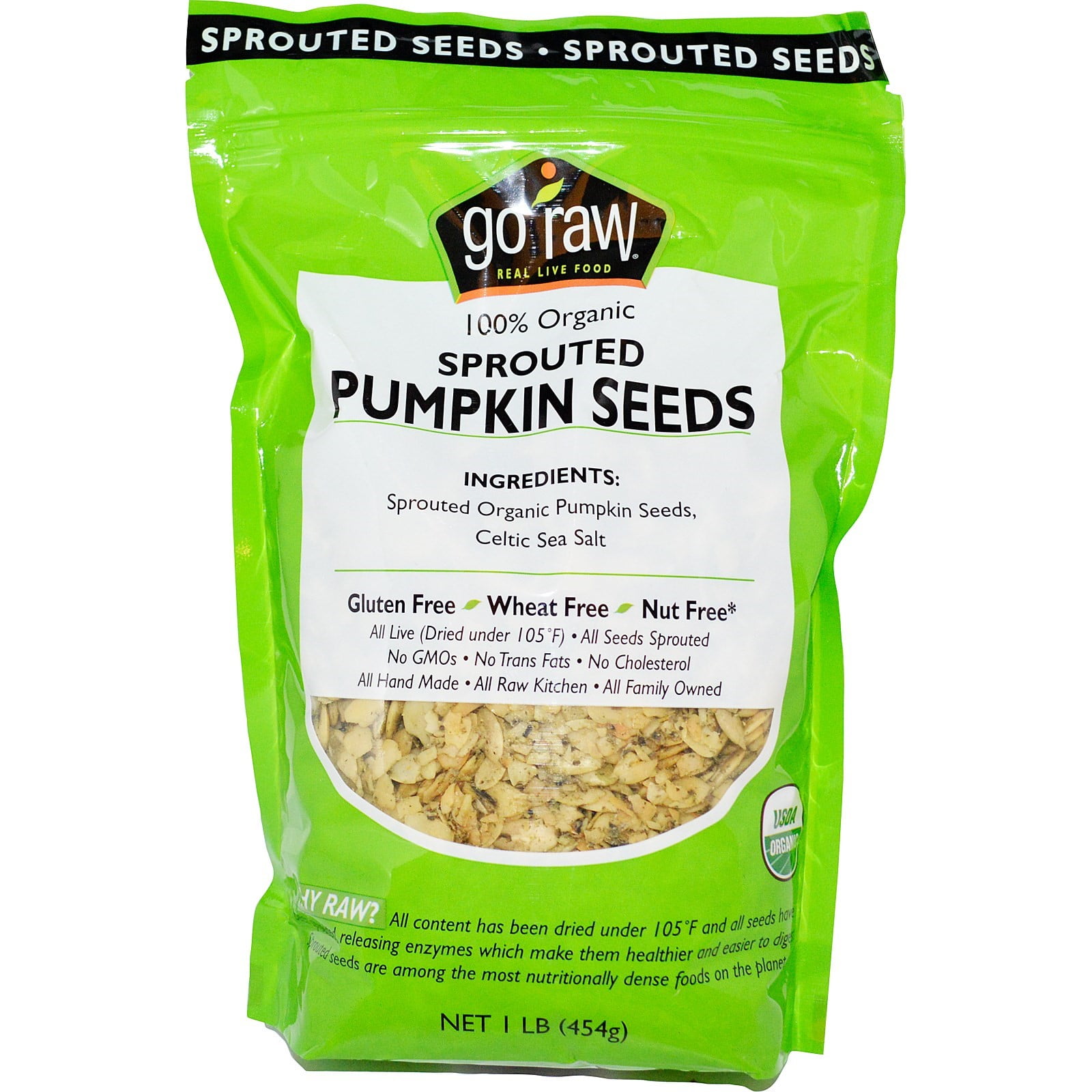 Go Raw Sprouted Pumpkin Seeds, 1 Pound Bags