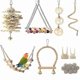 thumbnail image 1 of 18 Pieces Bird Toys Set Parrot Swing Chewing Toy Hanging Ock Perch Ladder Brid For Conure Finch Nah Bird, 1 of 4