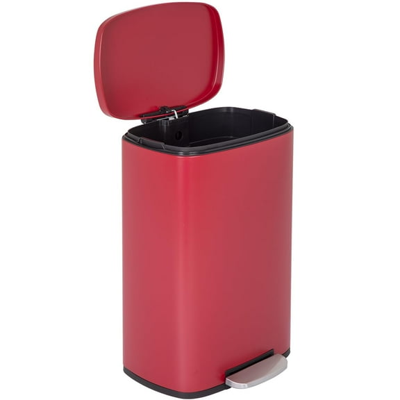 FDW 13 Gallon Stainless Steel Step Kitchen Trash Can with Lid, Fingerprint-Proof for Indoor(Red)