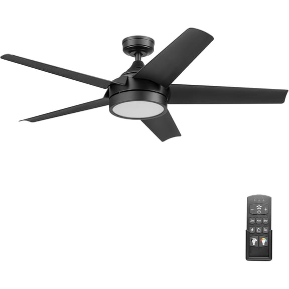 Honeywell Byard 52” Outdoor Ceiling Fan with LED Light and Remote Control, Matte Black