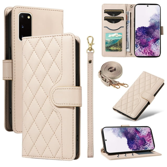 Samsung Galaxy S20 5G Phone Case , Wallet Flip Cover Adjustable Crossbody Lanyard Magnetic Card Slots