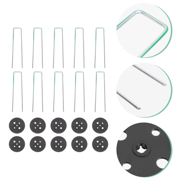 KHBUAB 25Sets Sturdy Green Gardening Pegs with Gaskets for Artificial Lawn Anchoring and Camping Use