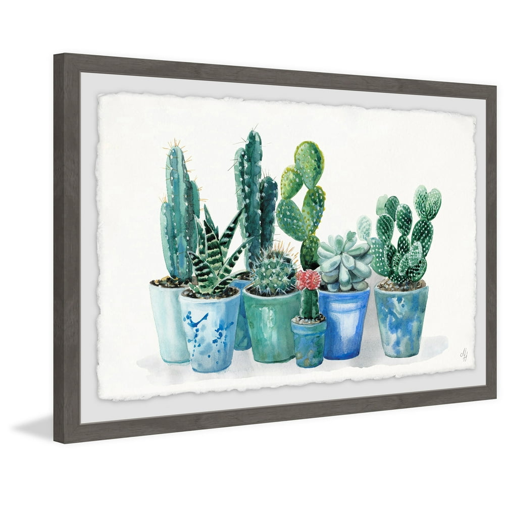 Marmont Hill Potted Cactus Bunch Framed Wall Art