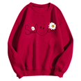 thumbnail image 4 of Sweatshirt for Women Smile Letter Print Long Sleeve Lightweight Pullover Floral Graphic Relax Fit Fall Tops, 4 of 5