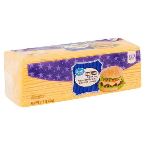 Great Value Deluxe American Pasteurized Process Cheese, 120 count, 5 lb