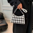 thumbnail image 4 of Bolso bandolera para mujer Bolso de hombro con patrón de cuadros Bolso de mano (Blanco), 4 of 8