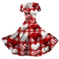 thumbnail image 2 of LWavelet Valentine's 2026 Red-Pink Crochet Heart & Flower Dress, Women's V-neck Short Sleeve Fitted Waist A Line Flowy Sundresses Hot Pink S, 2 of 4