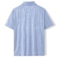 thumbnail image 4 of Domuza Lace Shirt for Men Floral Hollow Out See Casual Casual Short Sleeve Button Down Hawaiian Vacation Shirts Blue M, 4 of 5
