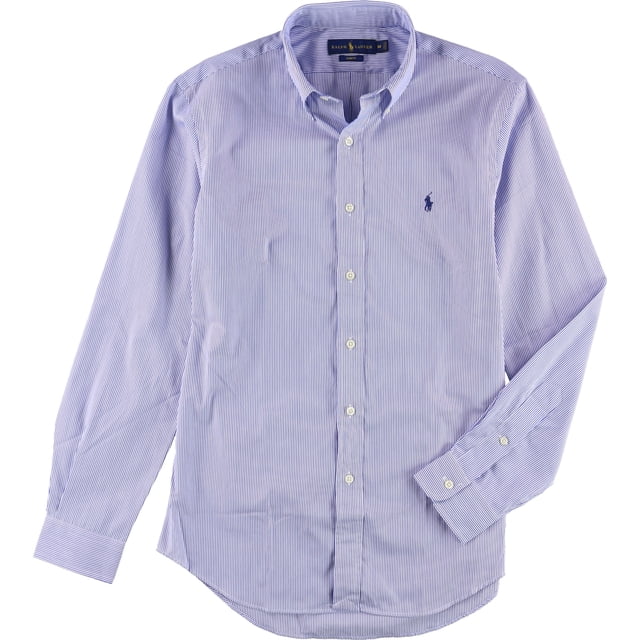 Ralph Lauren - Camisa con botones a rayas para hombre, azul, extragrande Ralph Lauren Botones al frente