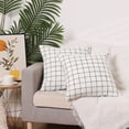 thumbnail image 6 of REGALWOVEN Set of 2 Linen Decorative Throw Pillow Covers for Sofa Home Bedroom Beige Grid 18" x 18", 6 of 6