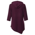 thumbnail image 3 of Xuanfei Women V Neck 3/4 Sleeve Kangaroo Pocket Irregular Hem Hooded Top, 3 of 4